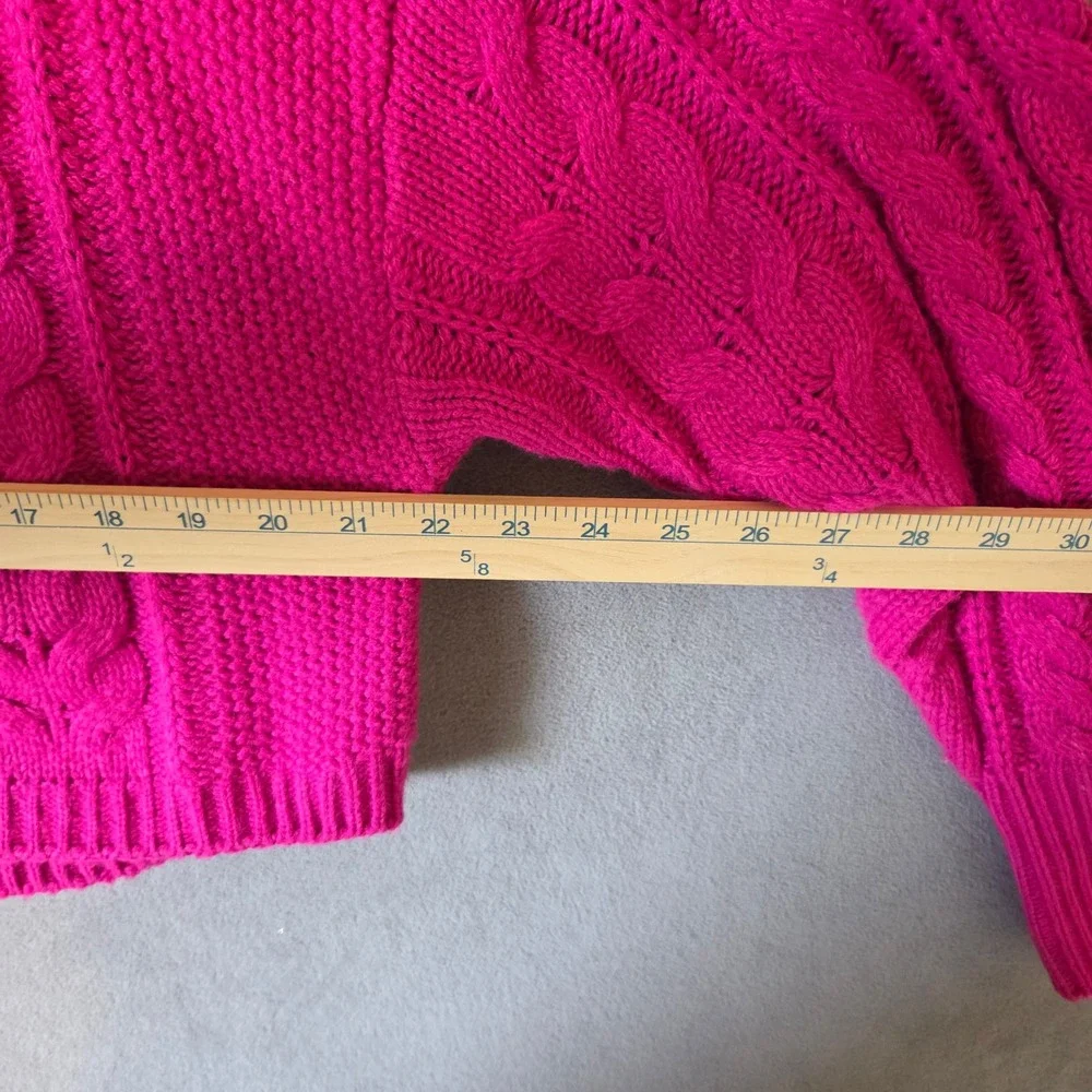 Hippie Rose Cable Knit Sweater Women Medium Pink Cropped Chunky Barbiecore Boho